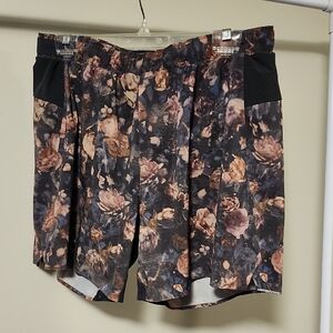 Lululemon Pace Breaker shorts in a floral pattern